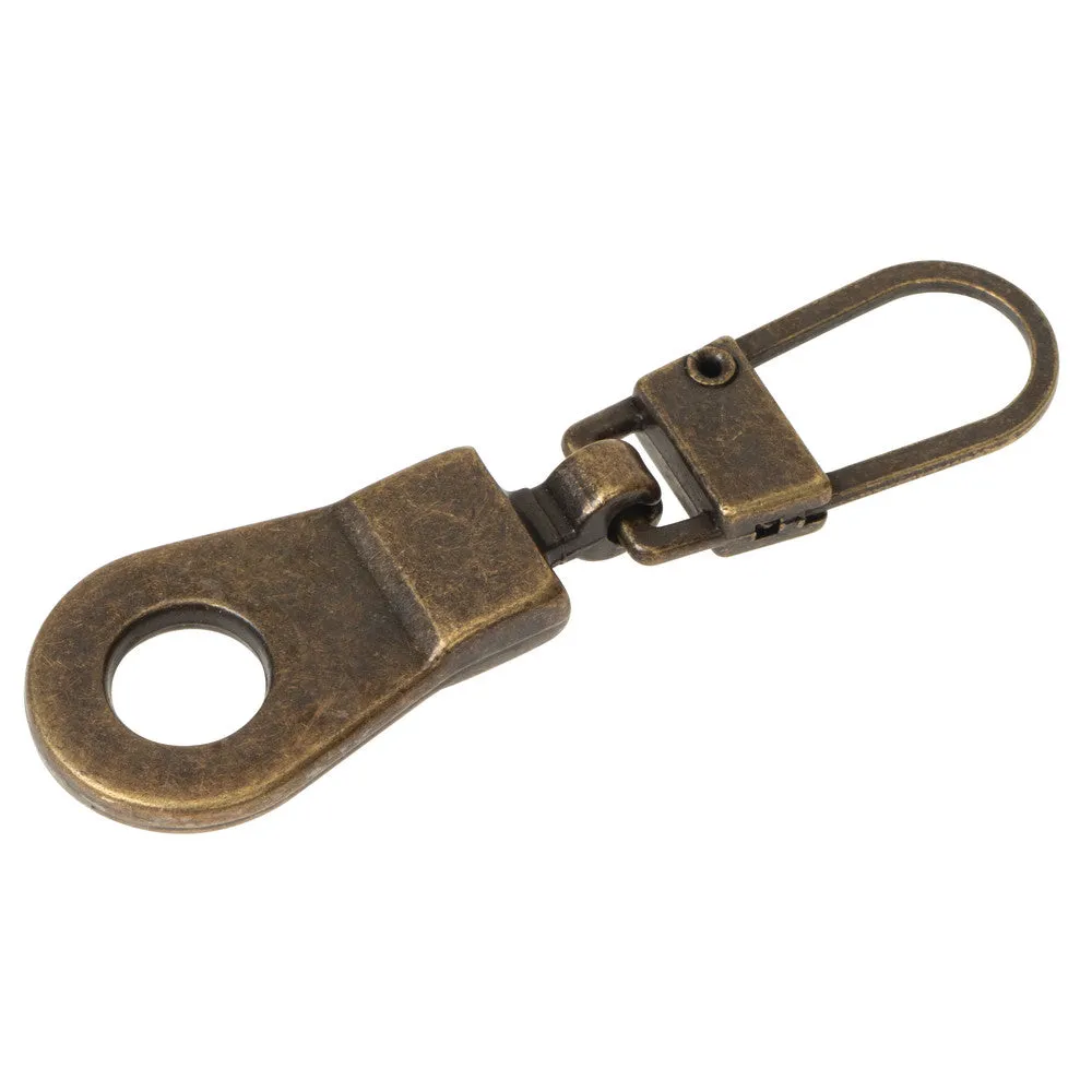 1 1/2" Antique Brass, Zipper Pull Replacement, Steel, #ZP-35-ANTB