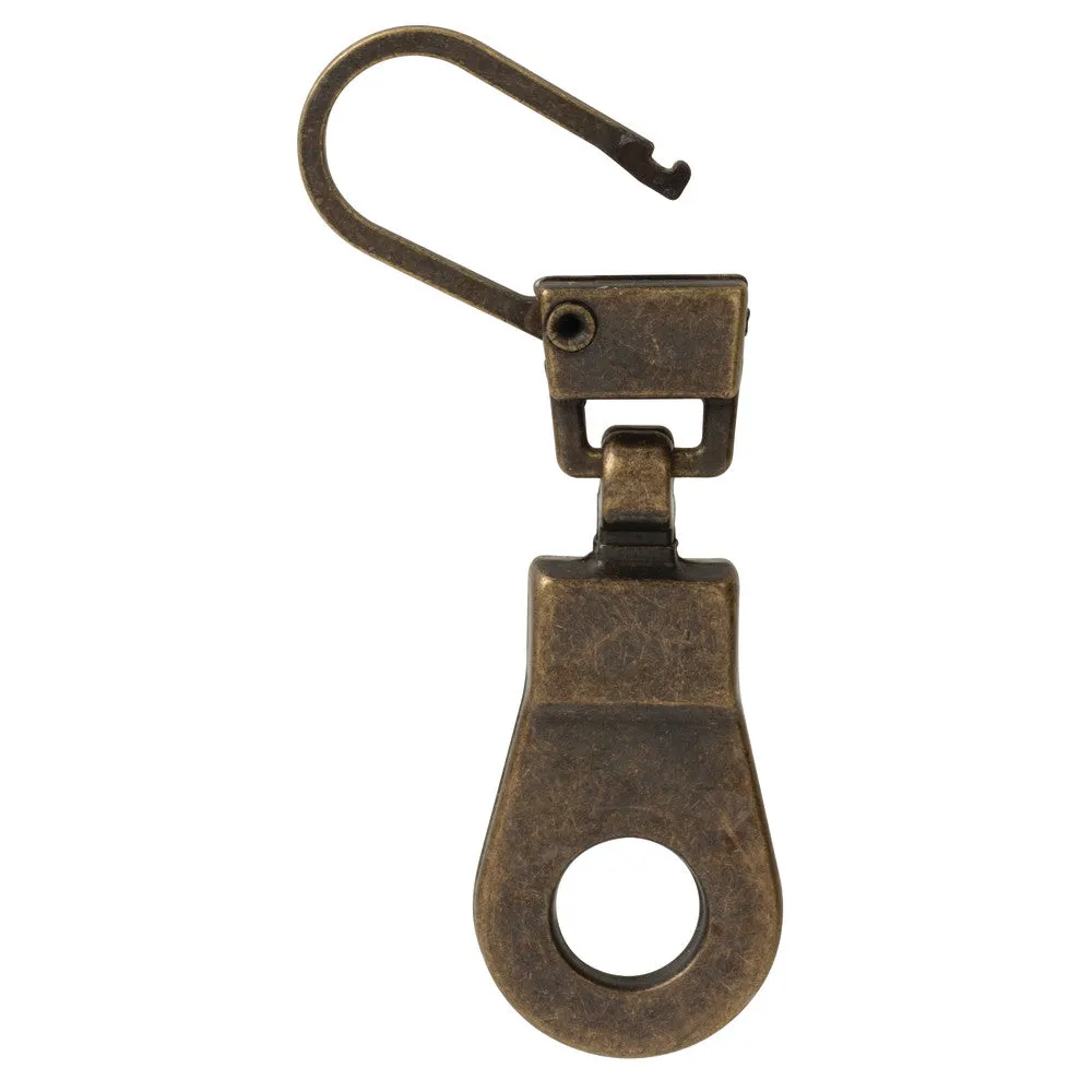 1 1/2" Antique Brass, Zipper Pull Replacement, Steel, #ZP-35-ANTB