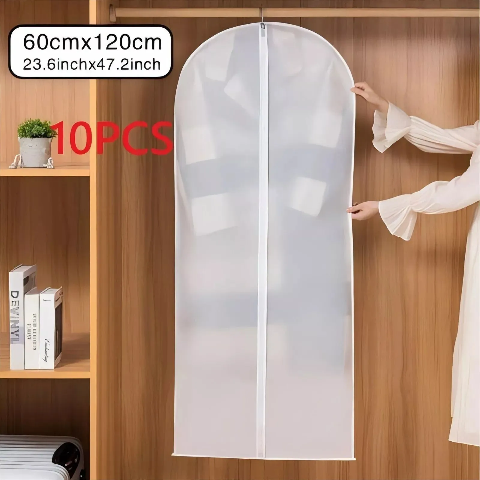 10-Pack Clothes Protector Bags – Large Hanging Suit Covers for Dresses, Jackets, and Coats Dust Protection