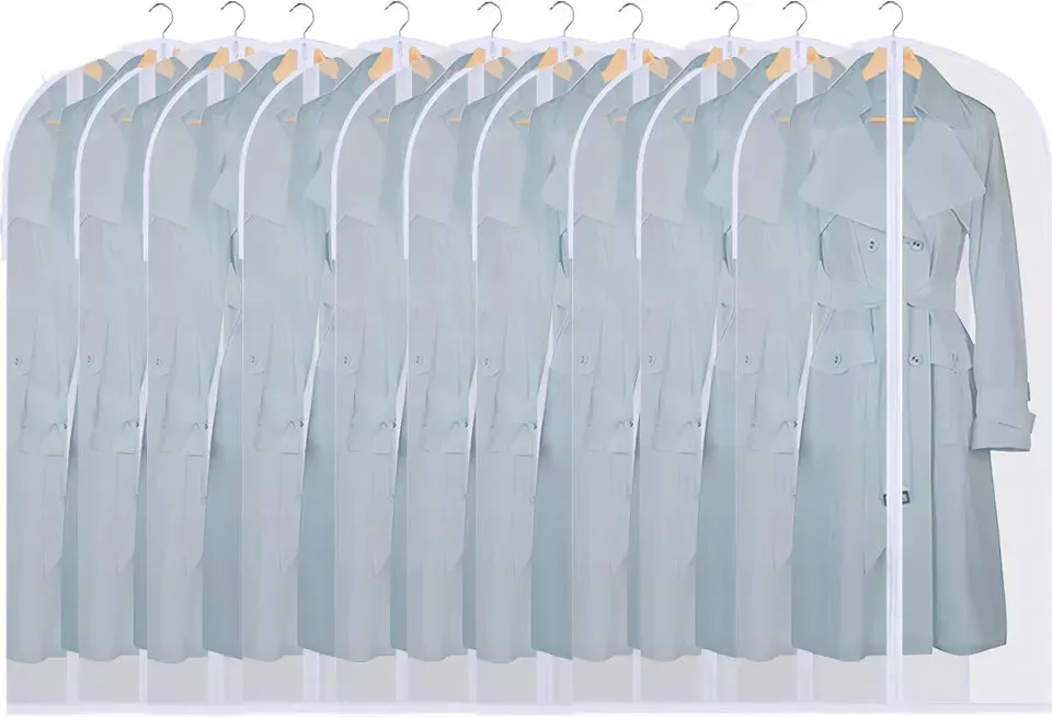 10-Pack Clothes Protector Bags – Large Hanging Suit Covers for Dresses, Jackets, and Coats Dust Protection