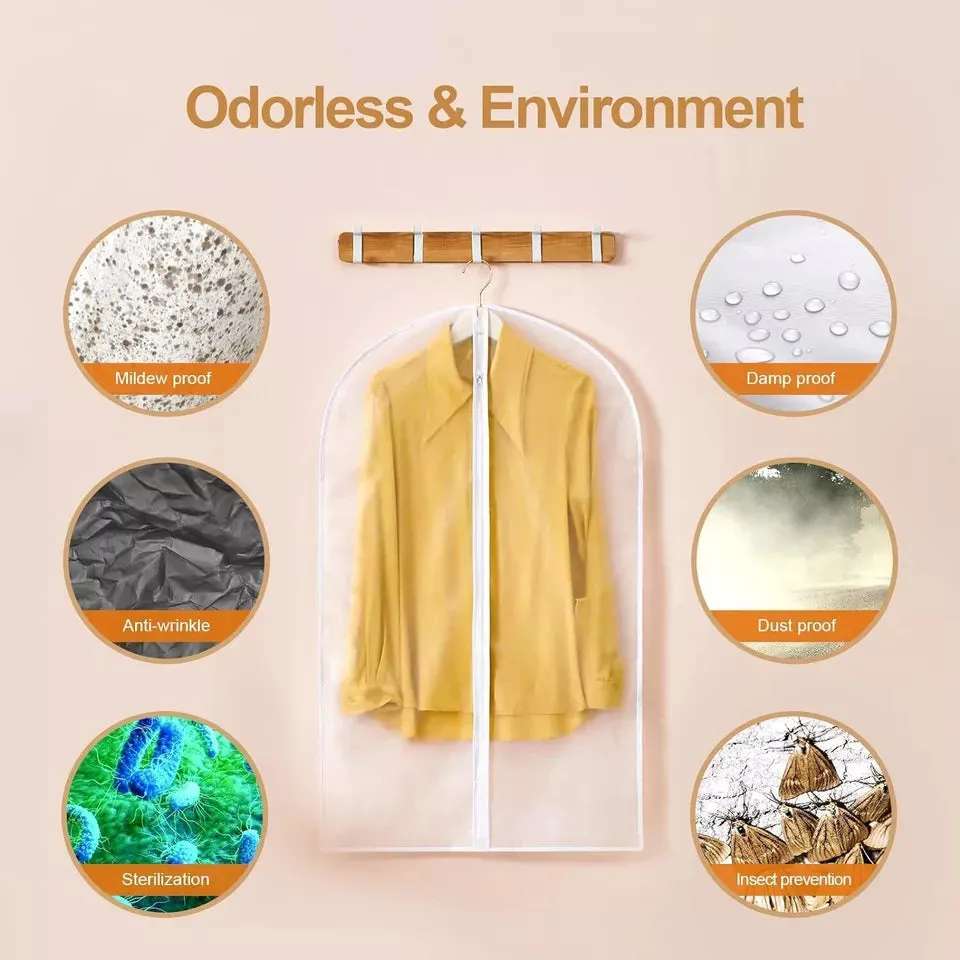 10-Pack Clothes Protector Bags – Large Hanging Suit Covers for Dresses, Jackets, and Coats Dust Protection