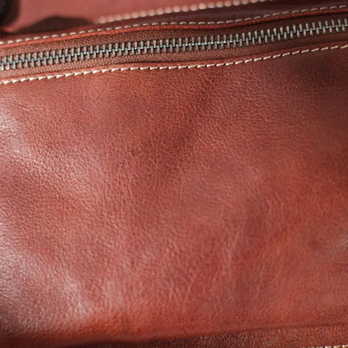 13" Vintage Womens Brown Leather Backpack Purse Laptop Book Bag for Women