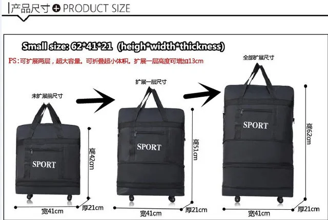2019 Waterproof Duffel Portable Travel Suitcase Air Bag Unisex Expandable Folding Luggage Bags with