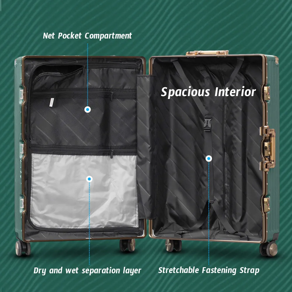 24" Aluminum Framed Luggage with Corner Guards | TSA-Approved, Durable & Stylish Travel Companion