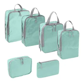 6Pcs Compression Packing Cubes Suitcase Organizer Bag Luggage Storage Bag Blue