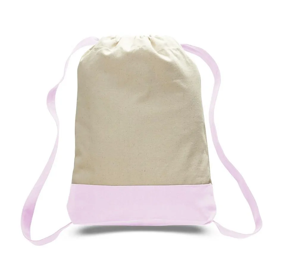 72 ct Two Tone Canvas Sport Backpacks / Wholesale Drawstring Bags - By Case