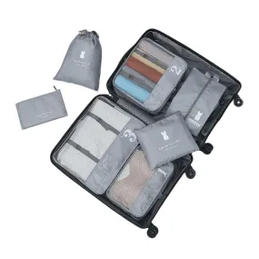 7Pcs Packing Cubes Luggage Organiser Underwear Storage BagsTravel Pouches Grey
