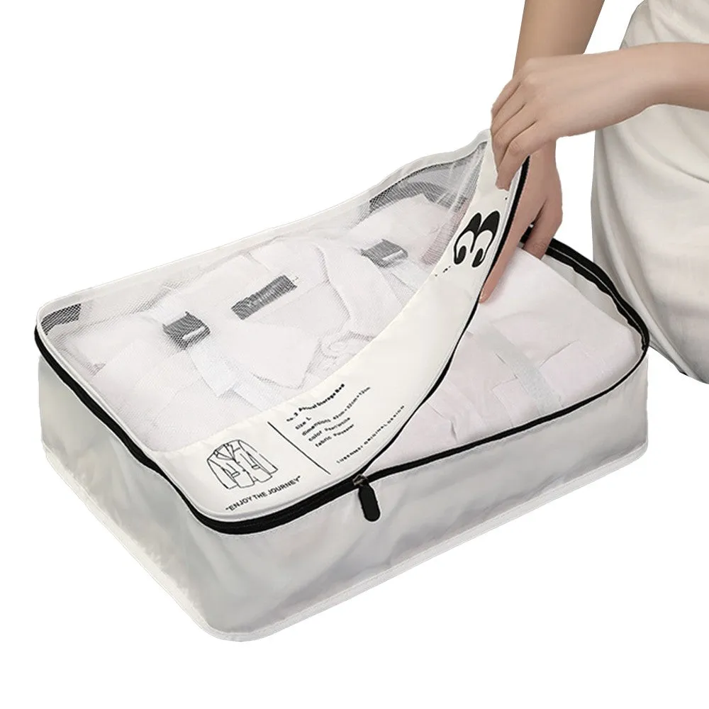 7Pcs Packing Cubes Luggage Organiser Underwear Storage BagsTravel Pouches White