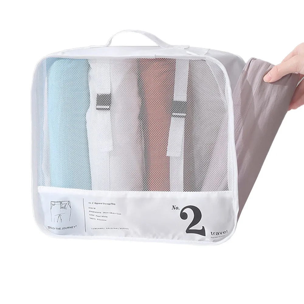7Pcs Packing Cubes Luggage Organiser Underwear Storage BagsTravel Pouches White