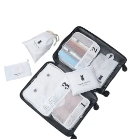 7Pcs Packing Cubes Luggage Organiser Underwear Storage BagsTravel Pouches White