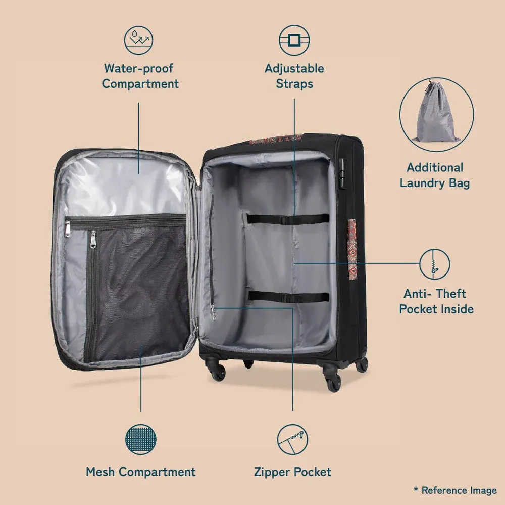 Banaras Elegance Saira Trolley Bag - Black (Cabin)