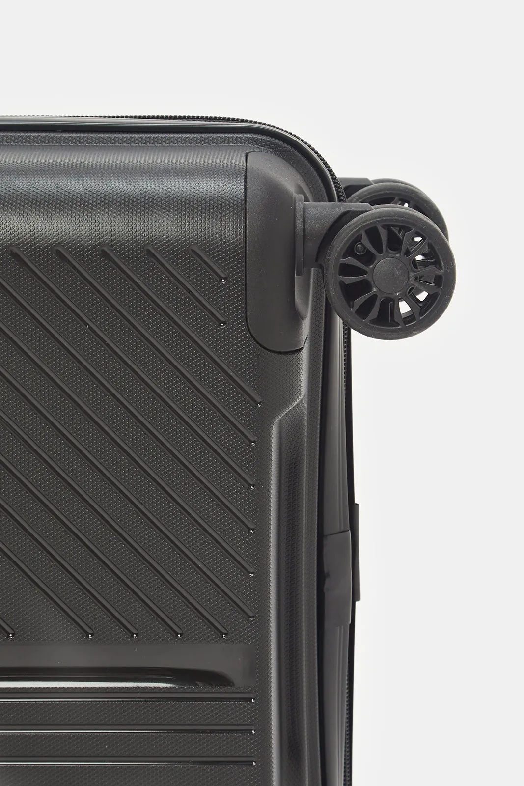 Black Textured Trolley Luggage (20 Inch)