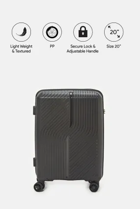 Black Textured Trolley Luggage (20 Inch)