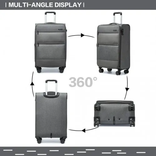 British Traveller 20 Inch Lightweight Cabin Carry-On Suitcase with Laptop Compartment - Grey