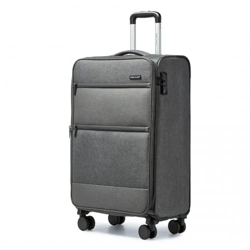 British Traveller 20 Inch Lightweight Cabin Carry-On Suitcase with Laptop Compartment - Grey
