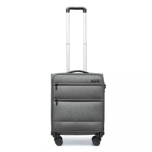 British Traveller 20 Inch Lightweight Cabin Carry-On Suitcase with Laptop Compartment - Grey