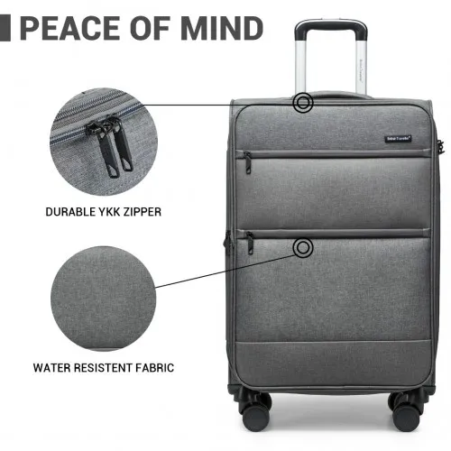 British Traveller 20 Inch Lightweight Cabin Carry-On Suitcase with Laptop Compartment - Grey