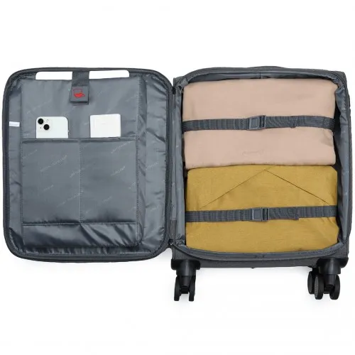 British Traveller 20 Inch Lightweight Cabin Carry-On Suitcase with Laptop Compartment - Grey