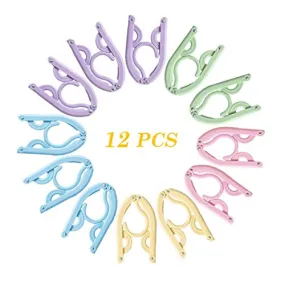 Emual Folding Hanger,12 Pcs Portable Folding Clothes Hangers Foldable Clothes Drying Rack for Travel