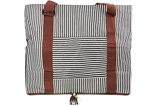 FakeFace Durable Waterproof Oxford Striped Travel Duffle Tote Carry On Duffel Bag for Women Men