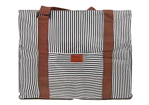 FakeFace Durable Waterproof Oxford Striped Travel Duffle Tote Carry On Duffel Bag for Women Men