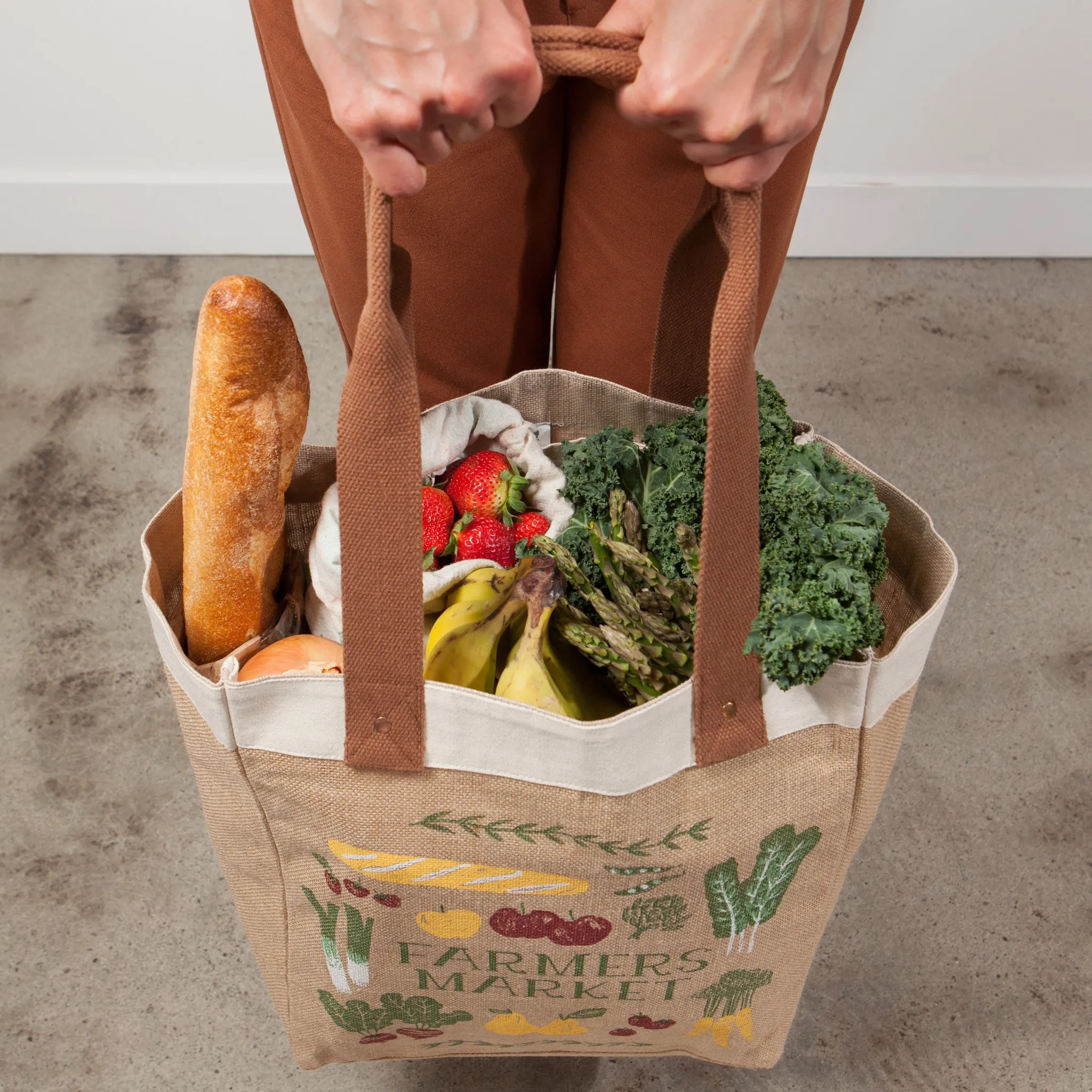 Farmers Market Shopping Tote Laminated Lining