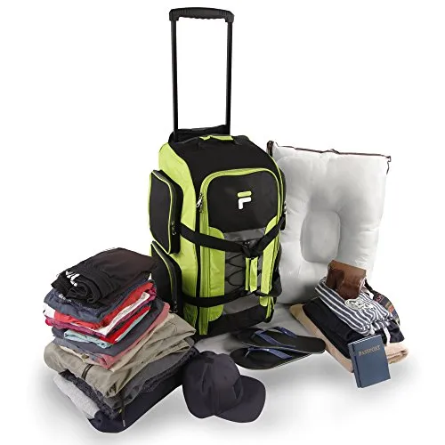 Fila 26" Lightweight Rolling Duffel Bag, Neon Lime, One Size