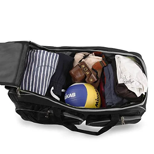 Fila 32" Large Lightweight Rolling Duffel Bag, Black, One Size