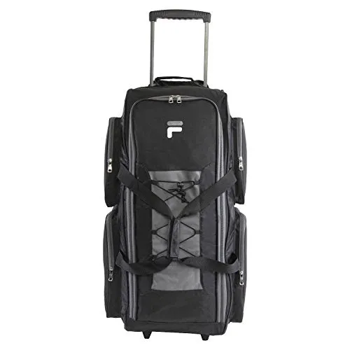 Fila 32" Large Lightweight Rolling Duffel Bag, Black, One Size
