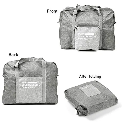 Foldable Lightweight Nylon Duffel Luggage Bag Tote for Travel Gym 4 Colors (Grey)
