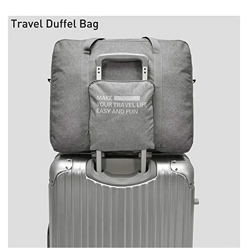 Foldable Lightweight Nylon Duffel Luggage Bag Tote for Travel Gym 4 Colors (Grey)