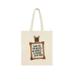Frenchie Thank You Card, Thank Dog I Have You, Cotton Canvas Tote Bag