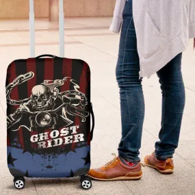 Ghost Rider Luggage Cover, Polyester/Spandex, Black/Blue/Red