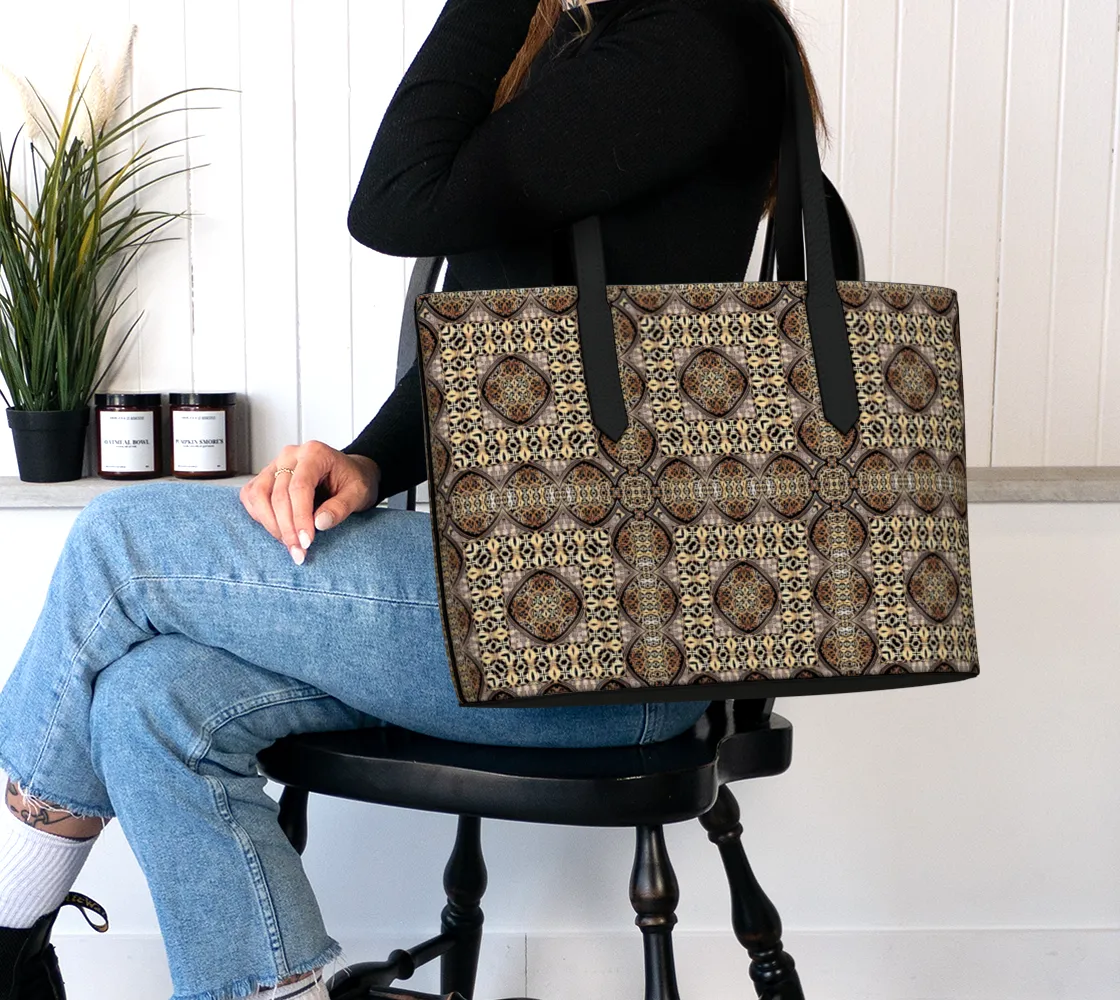 Gothic Arch Medallion Vegan Leather Tote Bag