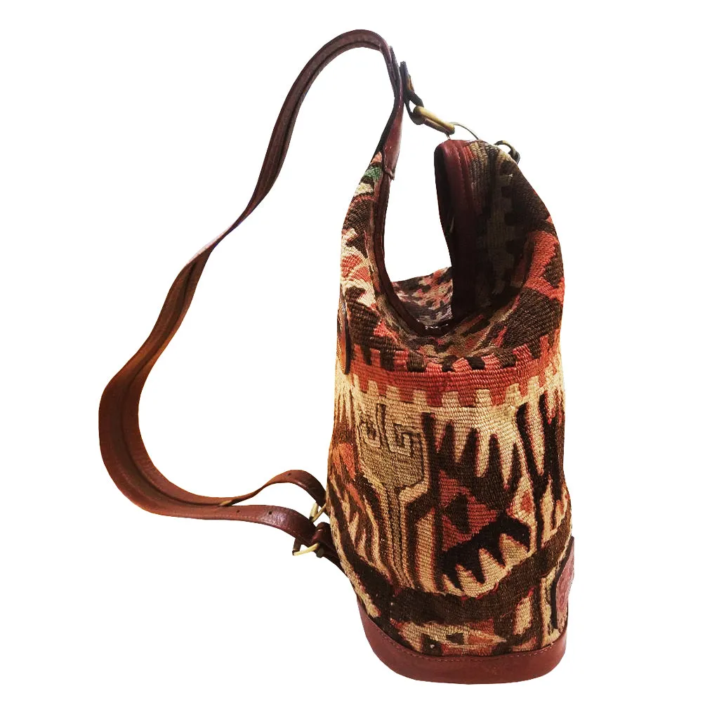 Handwoven Wool Kilim Unisex Backpack (Sevil)