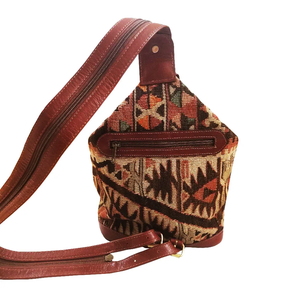 Handwoven Wool Kilim Unisex Backpack (Sevil)