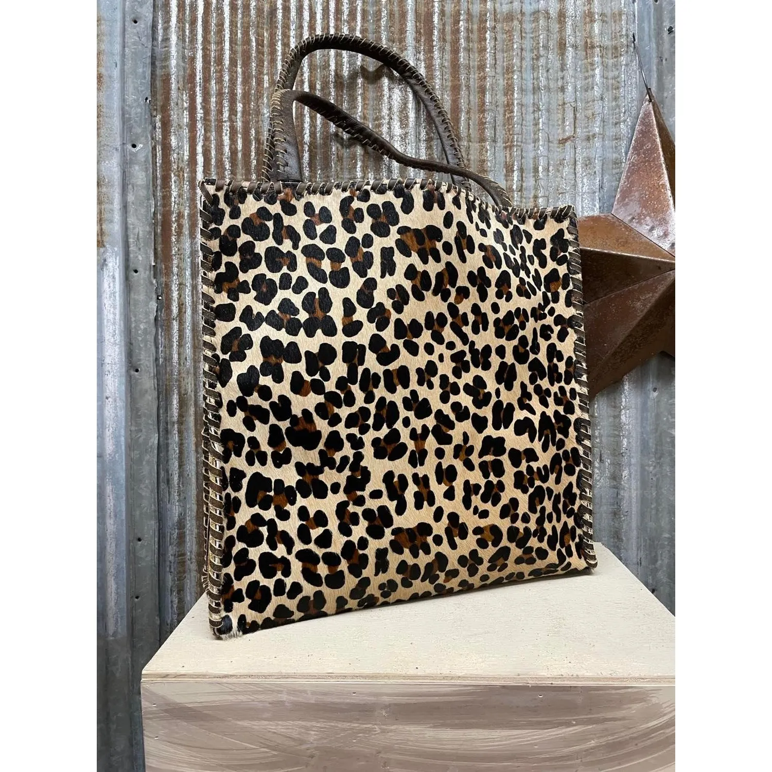 KurtMen Leopard Tall Box Tote