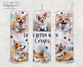 LIFE IS BETTER WITH CORGIS Shimmer Glitter Tumbler TUMBCORGILIFE0520