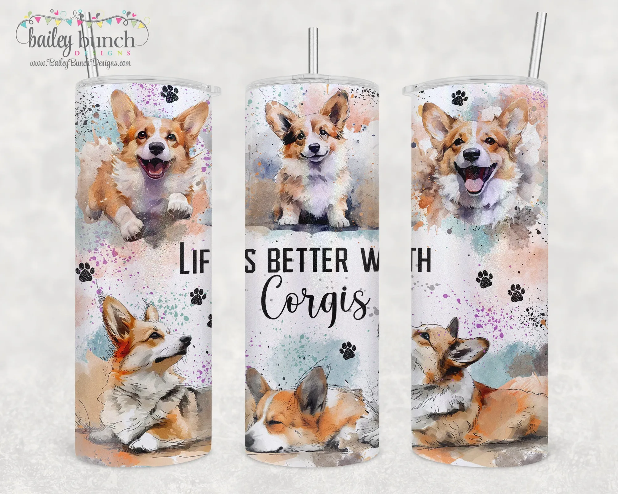 LIFE IS BETTER WITH CORGIS Shimmer Glitter Tumbler TUMBCORGILIFE0520