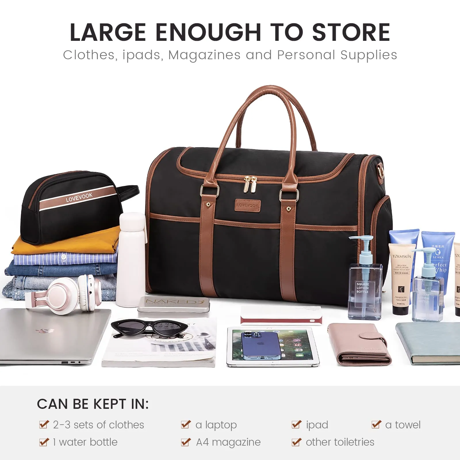 LOVEVOOK Expandable Duffle Bag with Shoe Compartment