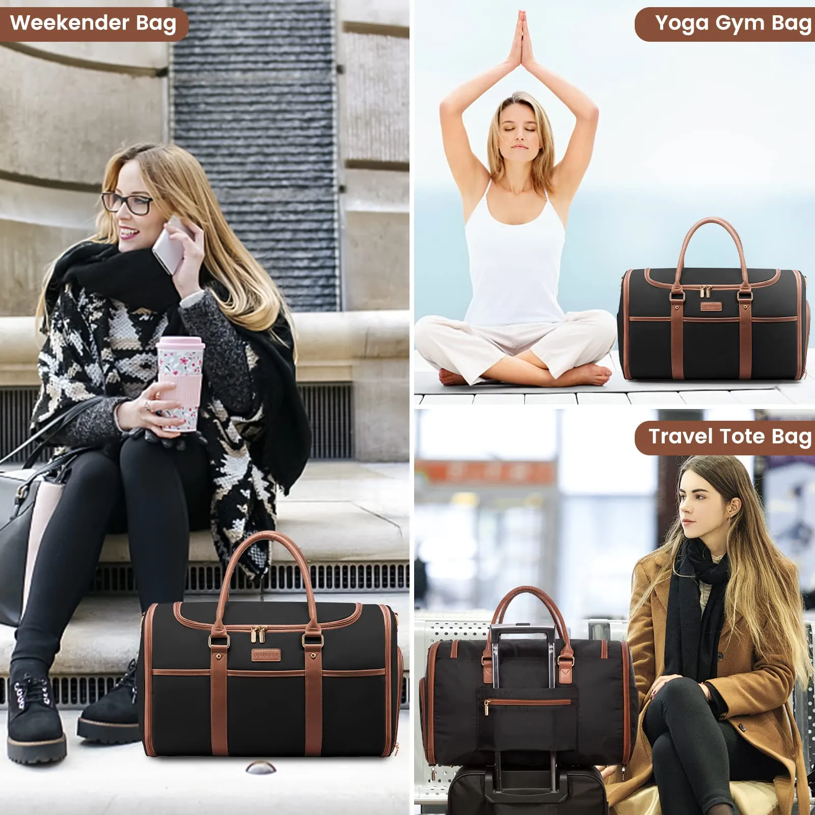LOVEVOOK Expandable Duffle Bag with Shoe Compartment