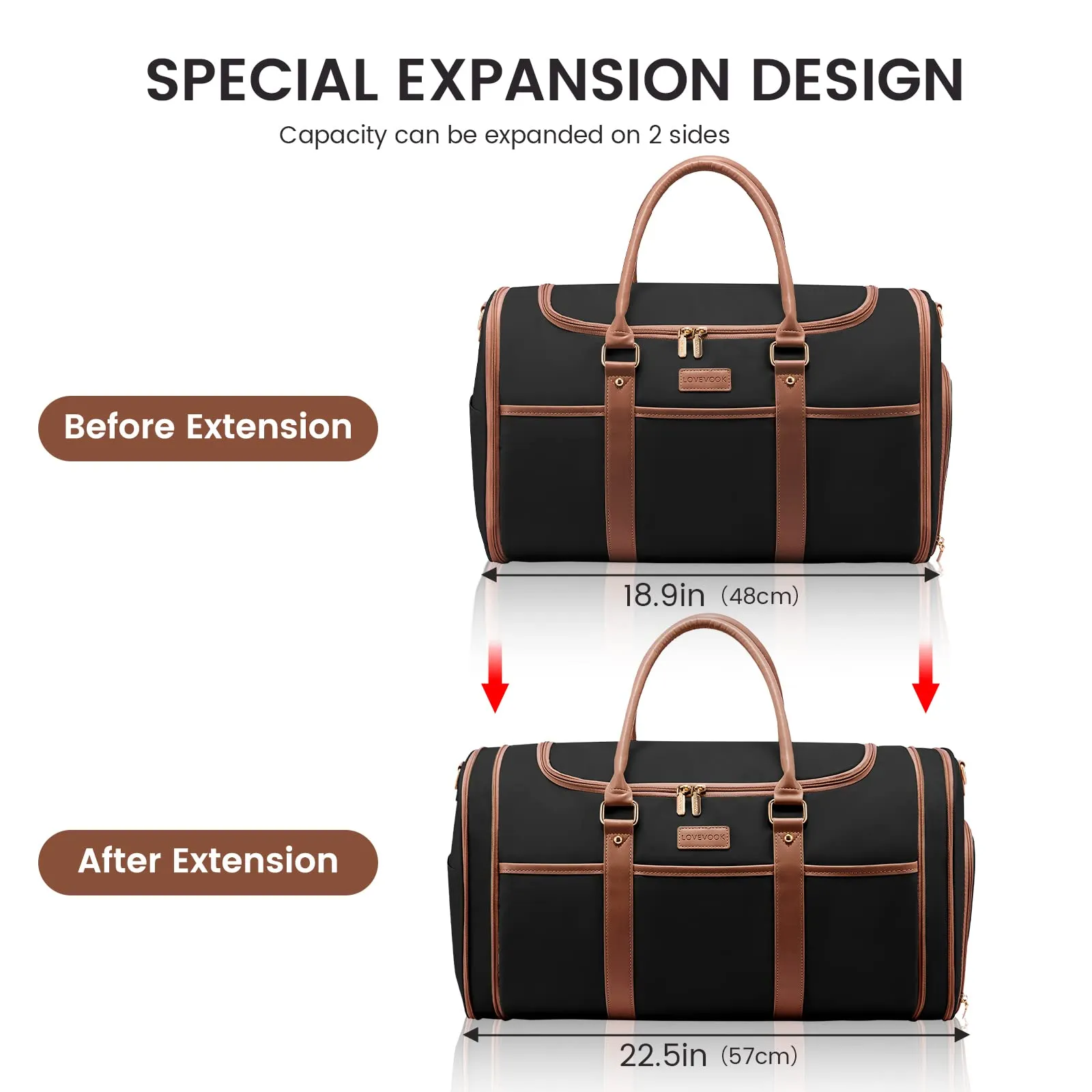 LOVEVOOK Expandable Duffle Bag with Shoe Compartment