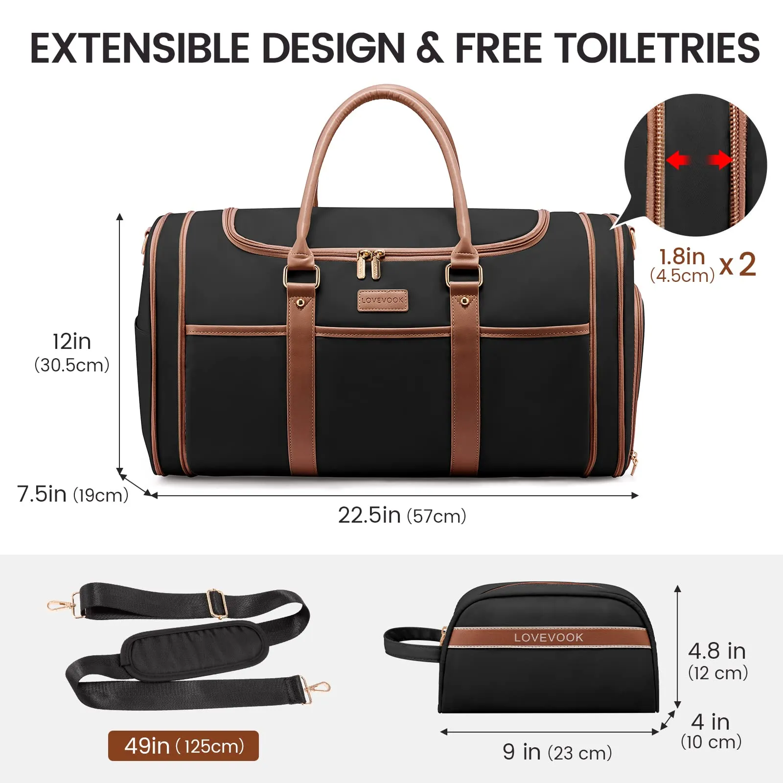 LOVEVOOK Expandable Duffle Bag with Shoe Compartment