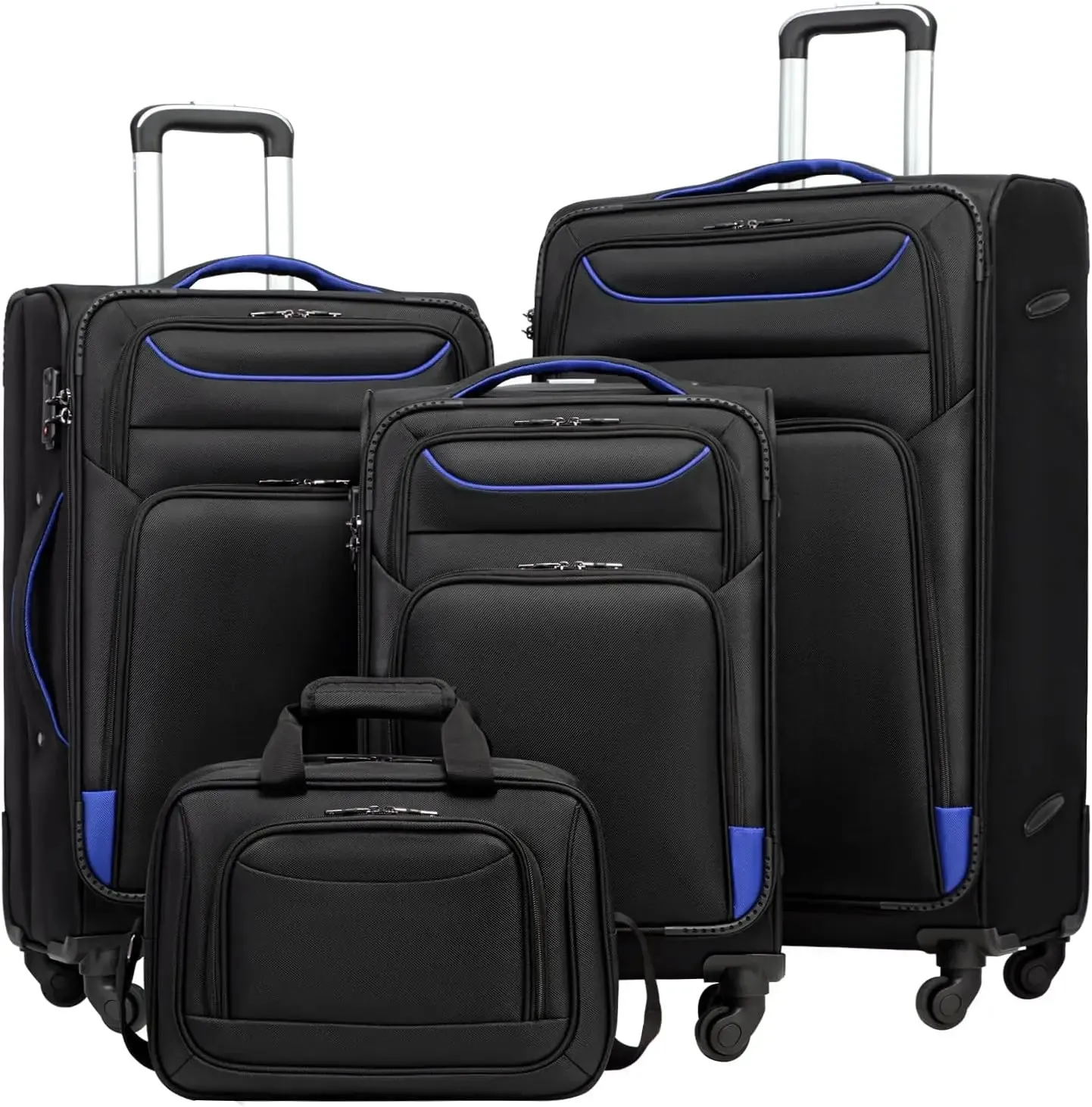 Luggage 4-PIECE Set Suitcase Spinner with TSA Lock - Softshell Lightweight (Purple   Silver)