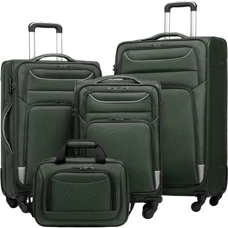 Luggage 4-PIECE Set Suitcase Spinner with TSA Lock - Softshell Lightweight (Purple   Silver)