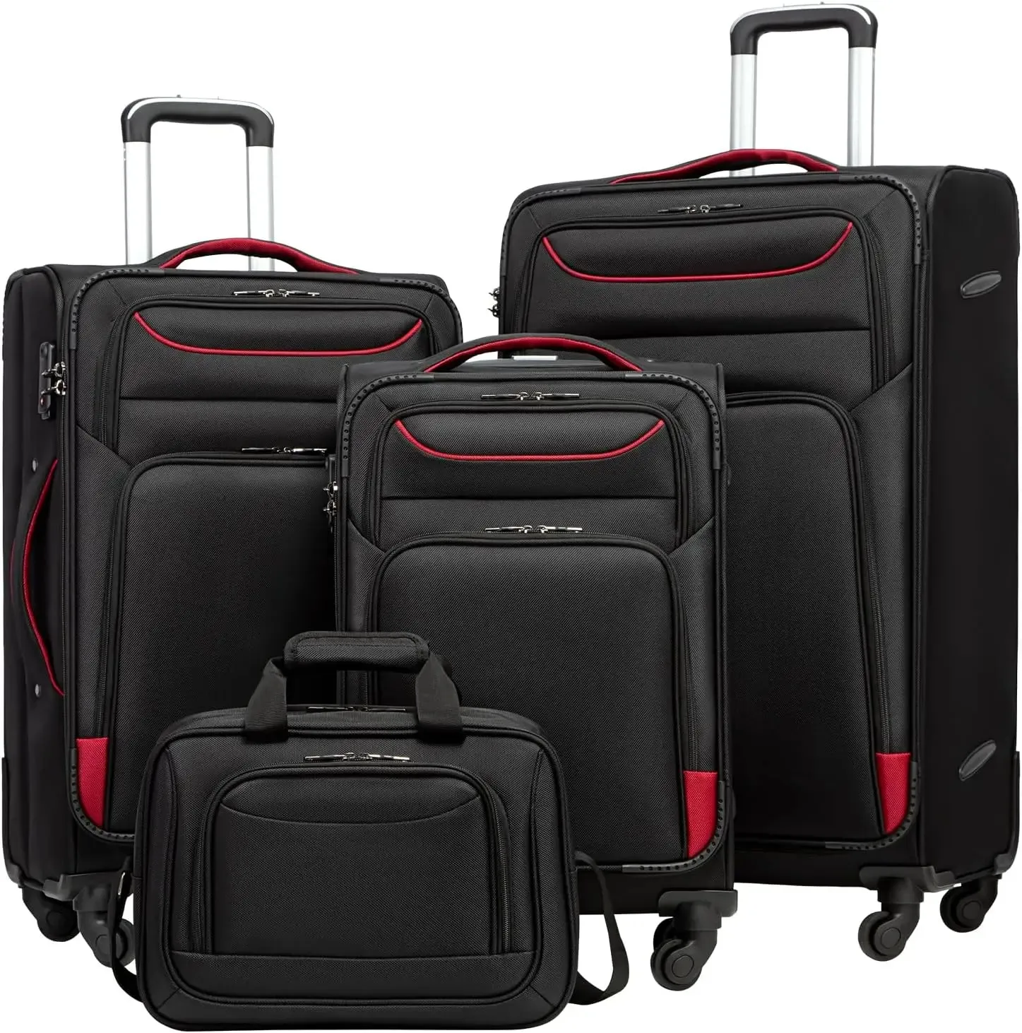 Luggage 4-PIECE Set Suitcase Spinner with TSA Lock - Softshell Lightweight (Purple   Silver)