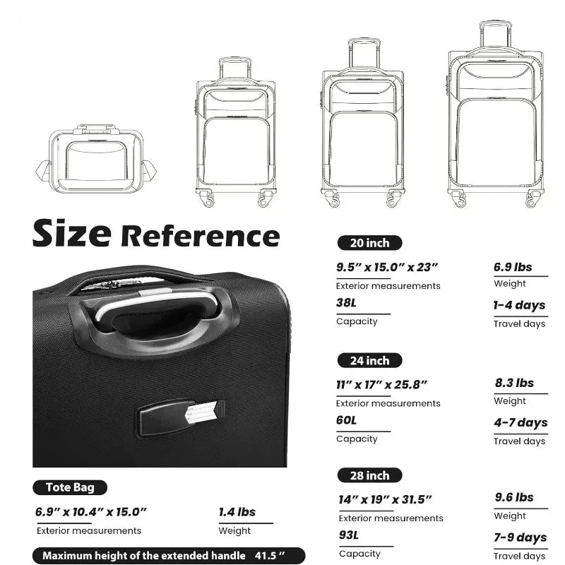 Luggage 4-PIECE Set Suitcase Spinner with TSA Lock - Softshell Lightweight (Purple   Silver)