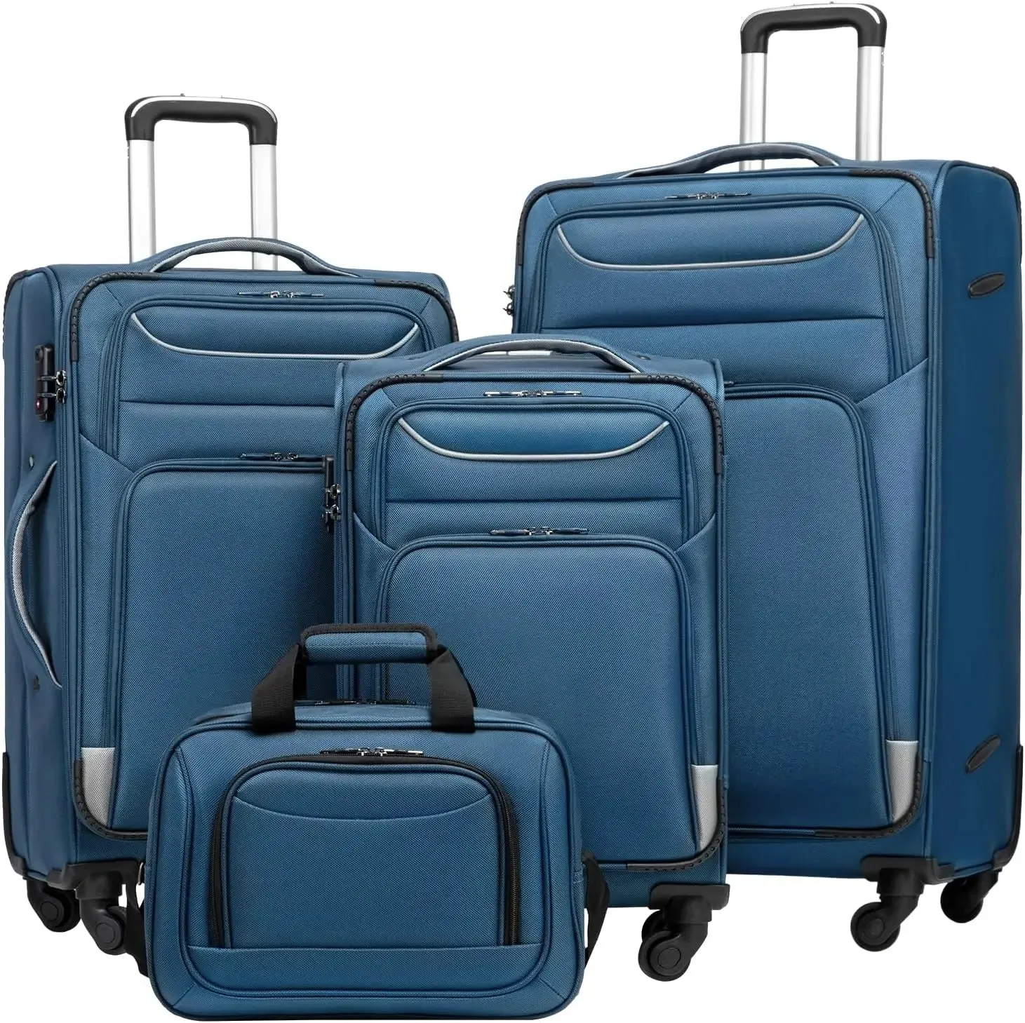 Luggage 4-PIECE Set Suitcase Spinner with TSA Lock - Softshell Lightweight (Purple   Silver)