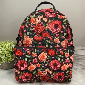 Mini Backpack & Pouch Bundled Set - Embroidery Rose Floral
