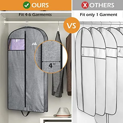 MISSLO 43" Heavy Duty Hanging Garment Bags for Travel Suit Bag for Men Waterproof Oxford Fabric Suit Cover for Traveling Monogrammed Closet Clothes Storage